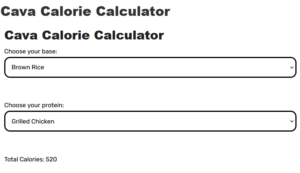 Cava Calorie Calculator