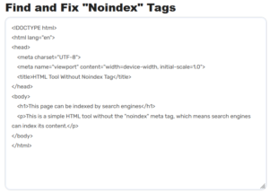 Finder Remover Noindex Tags Online GSC